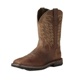 Ariat Boots: Men's 10021108 Brown Steel Toe Groundbreaker Wide Square Toe Work Boot