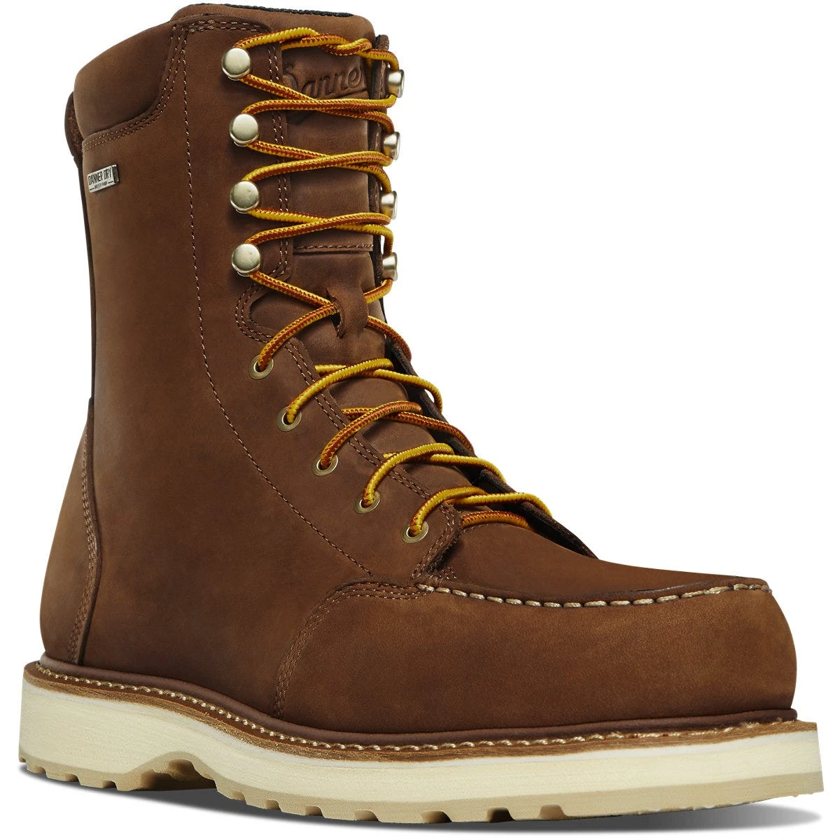 Danner Boots: Men's 14303 Brown Aluminum Toe 8" Cedar River EH Waterproof Slip Resistant Moc Toe Work Boot