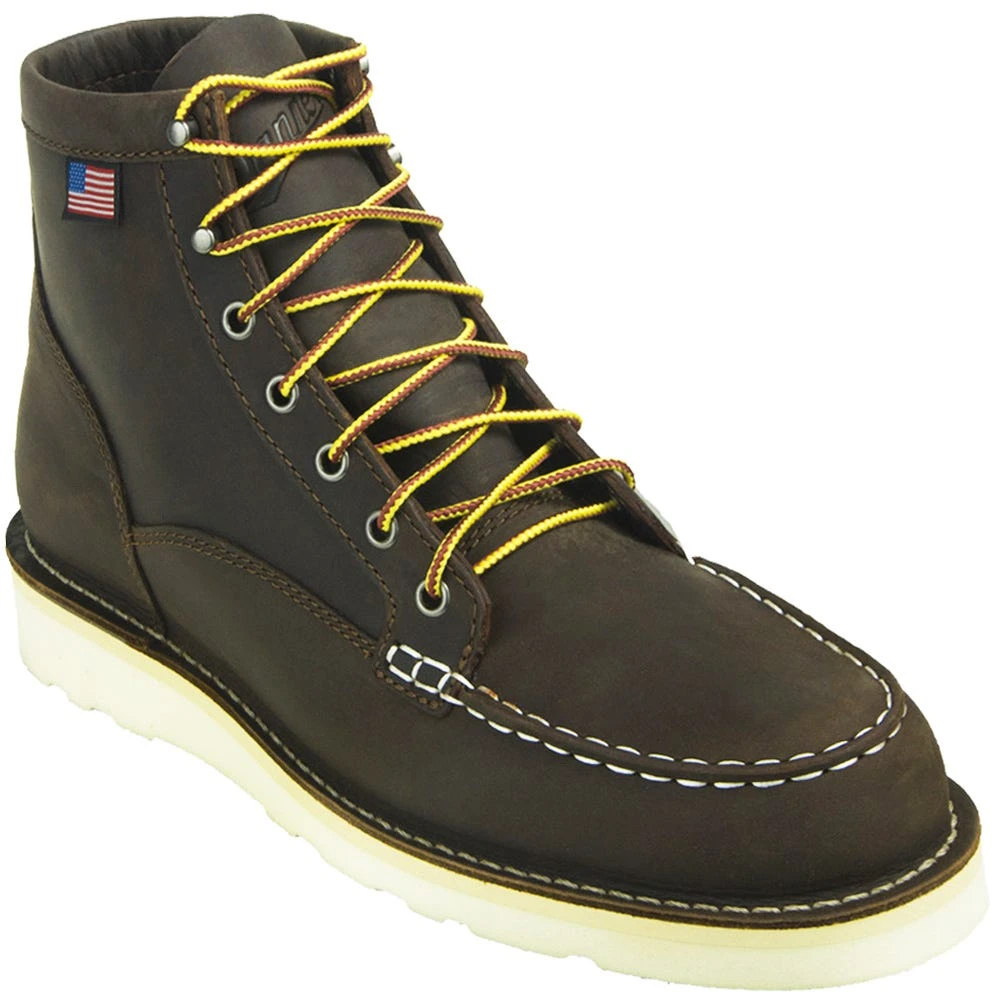 Danner Boots: Men's Brown Moc Toe 15563 Bull Run Soft Toe Work Boots - Image 2