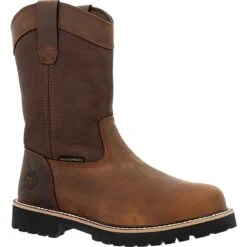 Georgia Boots: Men's GB00639 Brown Steel Toe 10" Core 37 Waterproof EH Pull On Work Boot