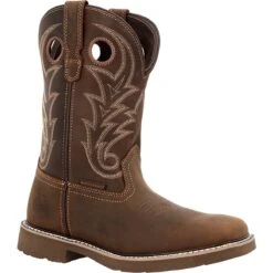Georgia Boots: Men's GB00691 Brown Soft Toe Core 37 Western 11" Waterproof Pull On Work Boot
