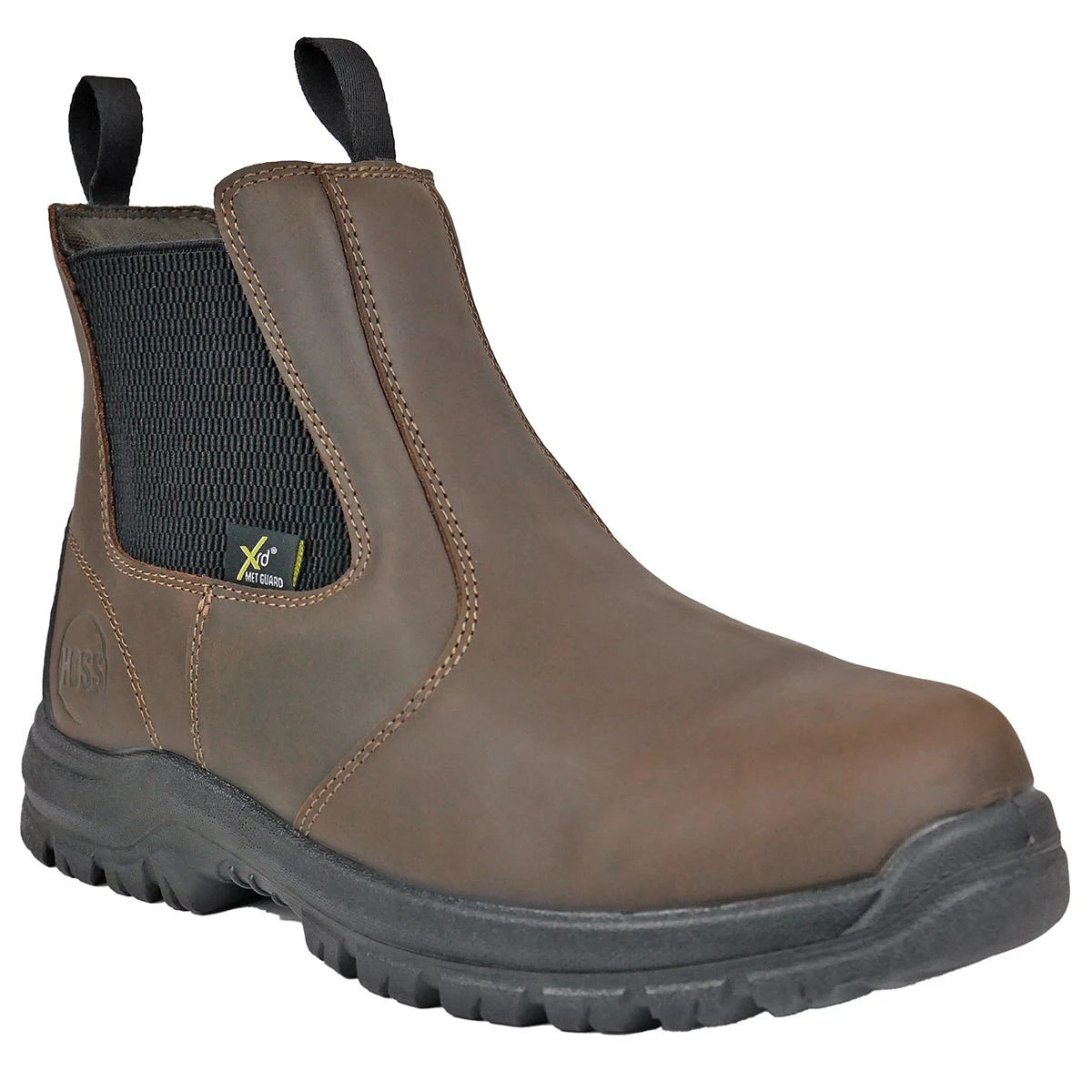 Hoss Boots: Men's 50440 Brown Composite Toe Snip Chelsea Met Guard Waterproof Pull On Work Boot