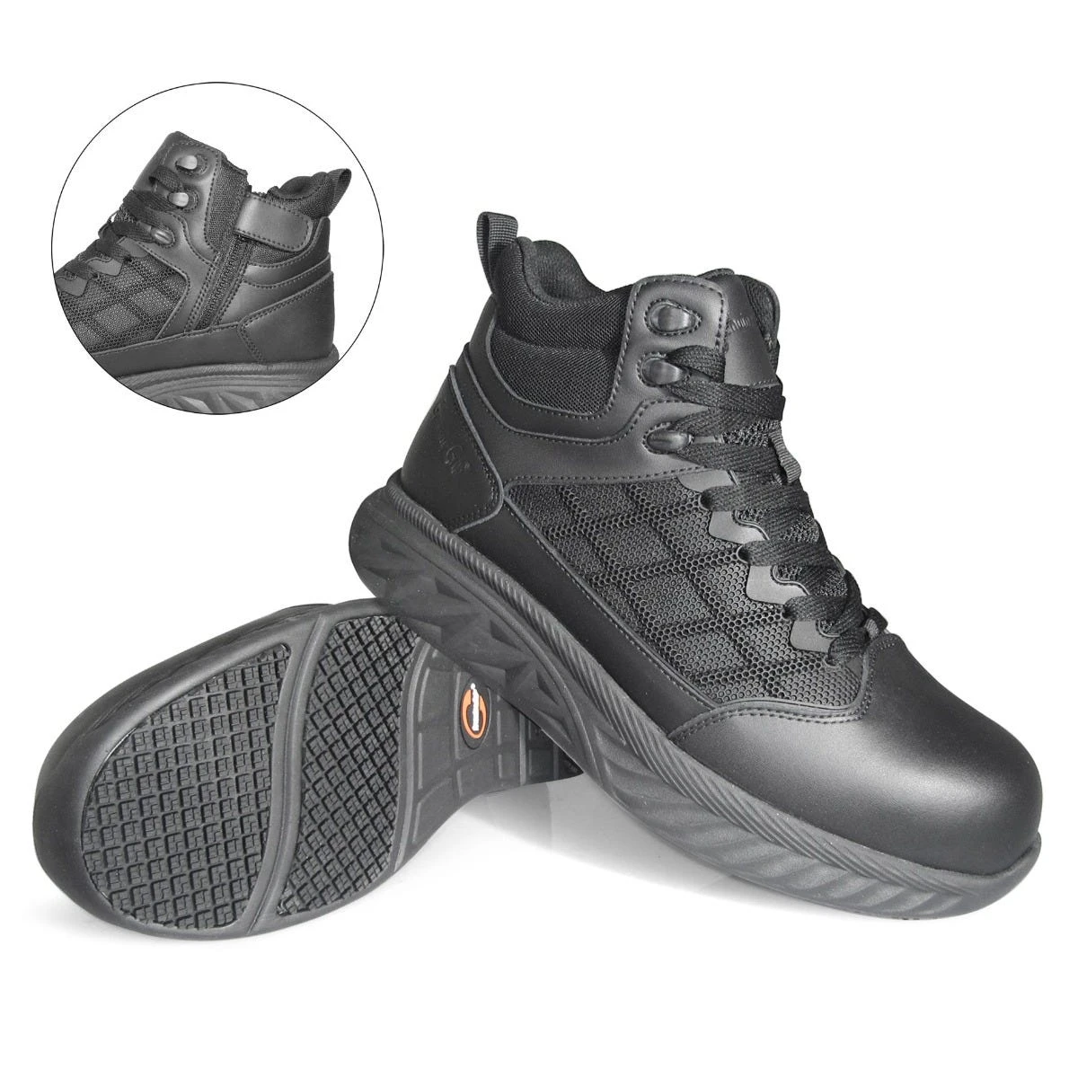 Genuine Grip Boots: Men's 7230 Black Composite Toe Shielder Slip Resistant Side Zip EH Work Boot - Image 2