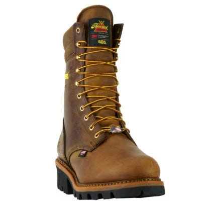 Thorogood Boots: Men's 804-3554 Brown CrazyHorse Insulated Steel Toe Logger Work Boot - Image 3