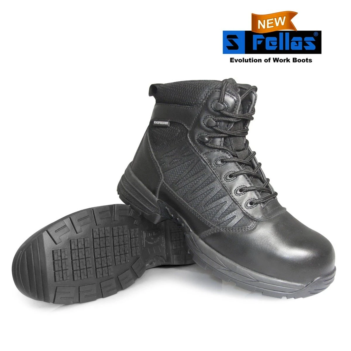 Genuine Grip Boots: Men's 9070 Black Composite Toe Guardian Waterproof Slip Resistant EH Side Zip Work Boot - Image 4