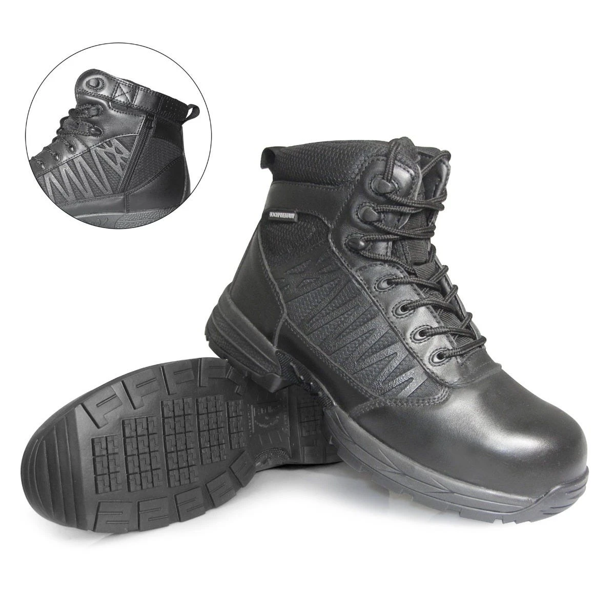 Genuine Grip Boots: Men's 9070 Black Composite Toe Guardian Waterproof Slip Resistant EH Side Zip Work Boot - Image 5