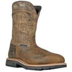 Hoss Boots: Men's 94050 Brown Composite Toe Brisbee Distressed Waterproof EH Pull On Work Boot