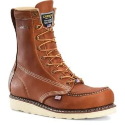 Carolina Boots: Men's CA7502 Brown Steel Toe 8" USA Made AMP Union Built Moc Toe EH Work Boot