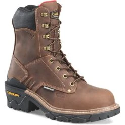 Carolina Boots: Men's CA7839 Brown Composite Toe 8" Side Zip Logger Work Boot