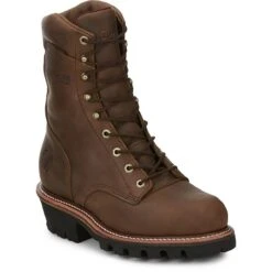 Chippewa Boots: Men's 59405 Bay Apache Tan Steel Toe Super DNA 9" Waterproof Insulated Logger Work Boot