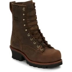 Chippewa Boots: Men's 73101 Bay Apache Brown Steel Toe Paladin 8" Waterproof Logger Work Boot