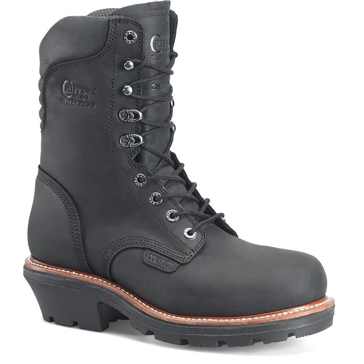 Chippewa Boots: Men's TH1021 Charcoal Black Nano Composite Toe Thunderstruck 9" Insulated Waterproof Logger Work Boot
