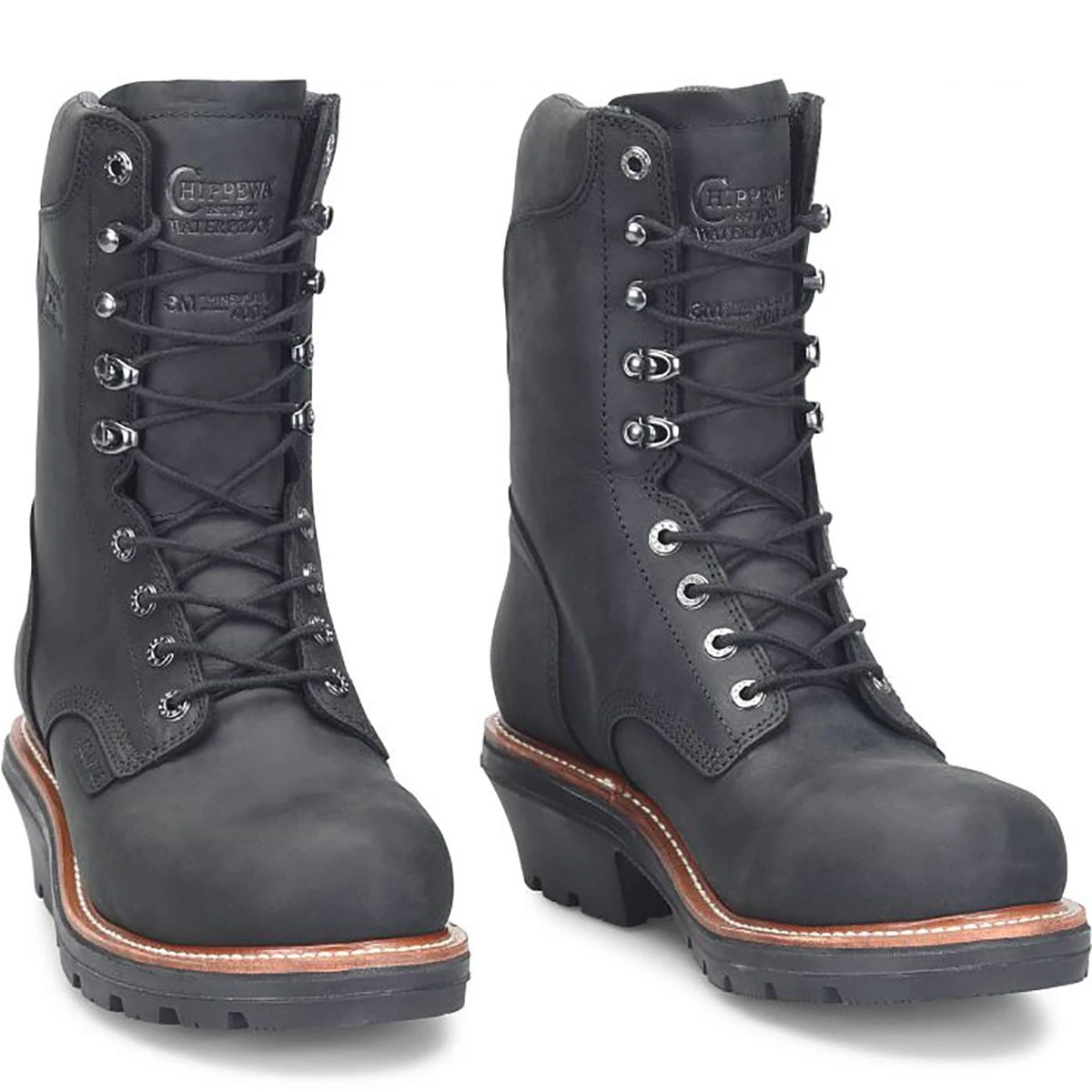 Chippewa Boots: Men's TH1021 Charcoal Black Nano Composite Toe Thunderstruck 9" Insulated Waterproof Logger Work Boot - Image 4