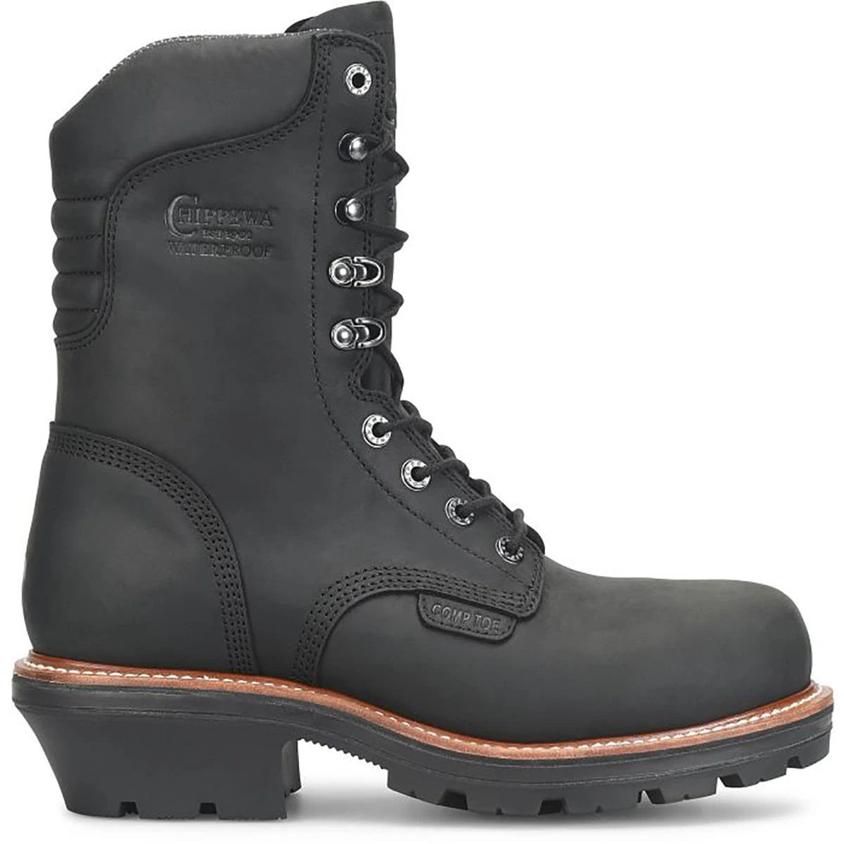 Chippewa Boots: Men's TH1021 Charcoal Black Nano Composite Toe Thunderstruck 9" Insulated Waterproof Logger Work Boot - Image 2
