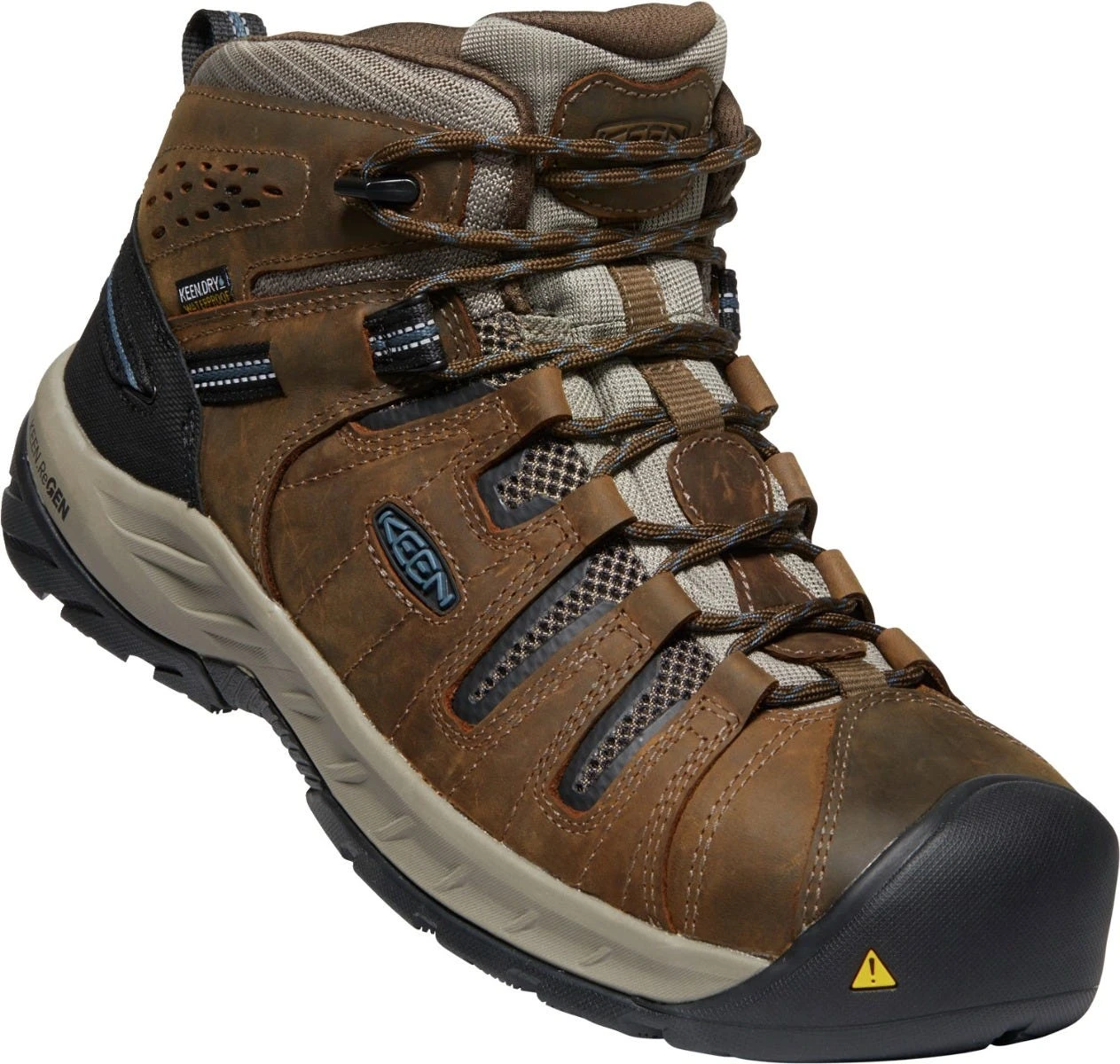 Keen Utility: Men's 1023237 Cascade Brown Orion Blue Flint II Steel Toe Waterproof Work Boot - Image 2