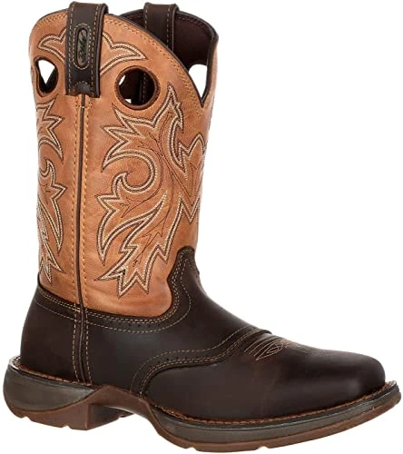 Durango Boots: Men's DB019 Brown Rebel 11 Inch Steel Toe Waterproof Pull On Square Toe Work Boot - Image 8