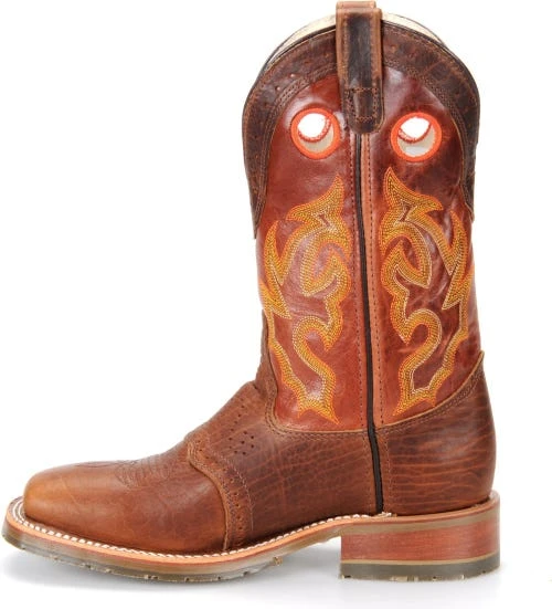 Double H Boots: Men's DH4400 Brown 12" Mickey ICE Roper Domestic Wide Square Toe Cowboy Boot - Image 3
