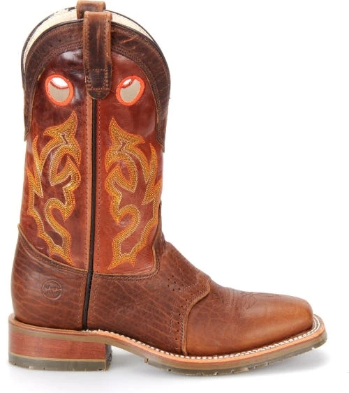 Double H Boots: Men's DH4400 Brown 12" Mickey ICE Roper Domestic Wide Square Toe Cowboy Boot - Image 2