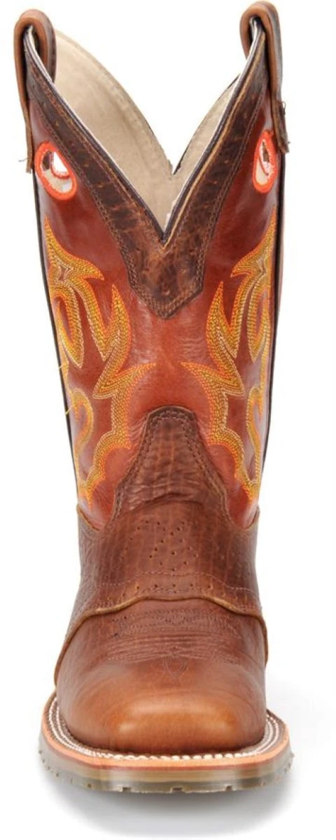 Double H Boots: Men's DH4400 Brown 12" Mickey ICE Roper Domestic Wide Square Toe Cowboy Boot - Image 4