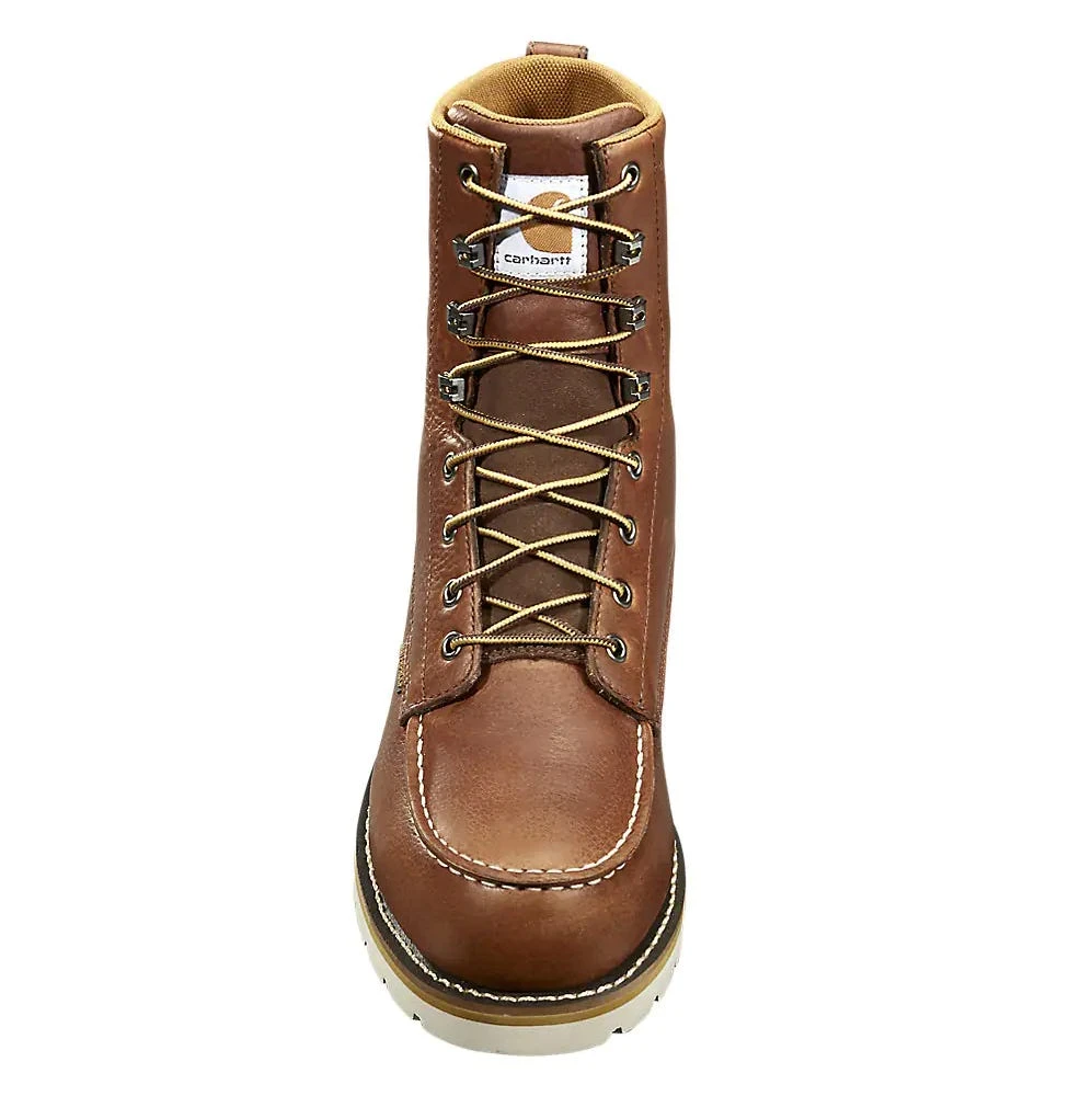 Carhartt Boots: Men's FW8275 Red Brown 8" Moc Toe Waterproof Wedge Boot - Image 3