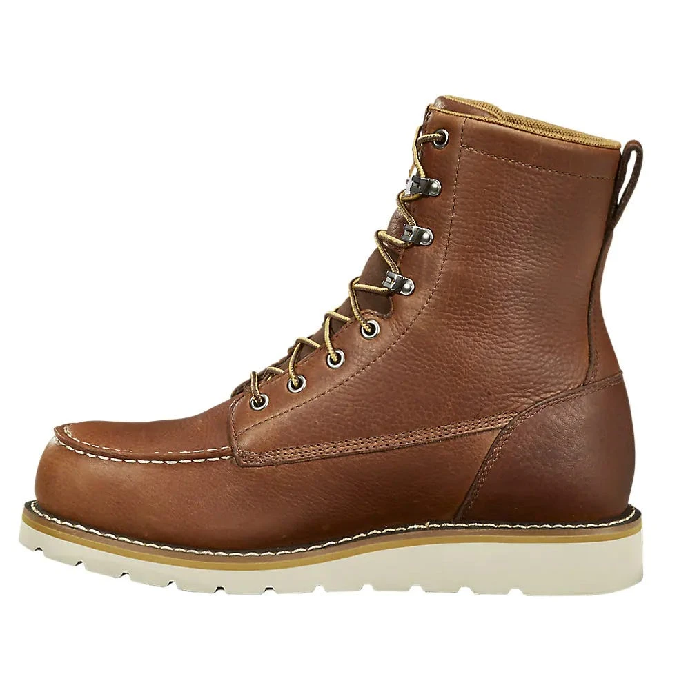 Carhartt Boots: Men's FW8275 Red Brown 8" Moc Toe Waterproof Wedge Boot - Image 2