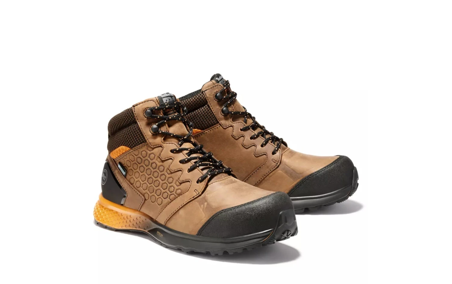 Timberland Pro Boots: Men's A1ZR1 Brown Orange Reaxion Composite Toe Waterproof Hiker - Image 4