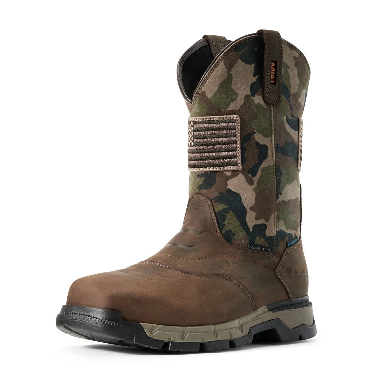 Ariat Boots: Men's 10029518 Dark Brown Camo Rebar Flex Patriot Waterproof Composite Toe Work Boot - Image 5