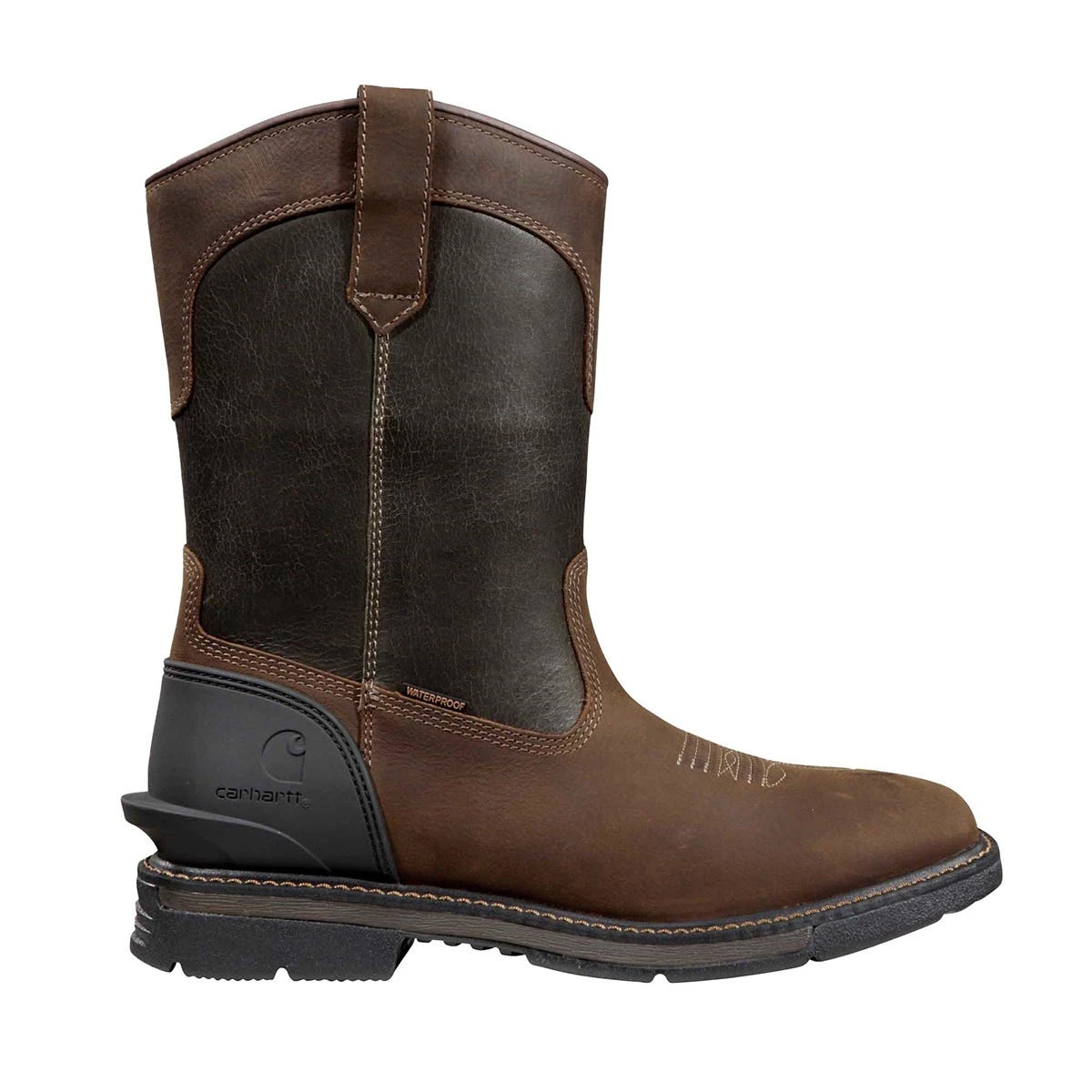 Black Diamond Carhartt Boots: Men's FQ1065-M Brown Burnt Olive Soft Toe Montana Waterproof 11" Square Toe Wellington Work Boot - Image 2