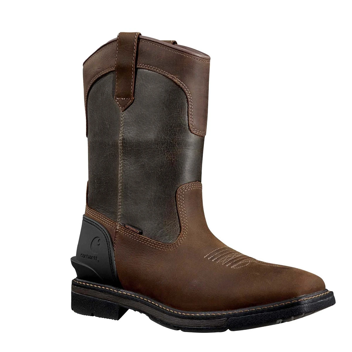 Black Diamond Carhartt Boots: Men's FQ1065-M Brown Burnt Olive Soft Toe Montana Waterproof 11" Square Toe Wellington Work Boot