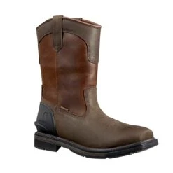 Black Diamond Carhartt Boots: Men's FQ1275-M Dark Chocolate Red Brown Steel Toe Montana Waterproof 11" Square Toe Wellington Work Boot