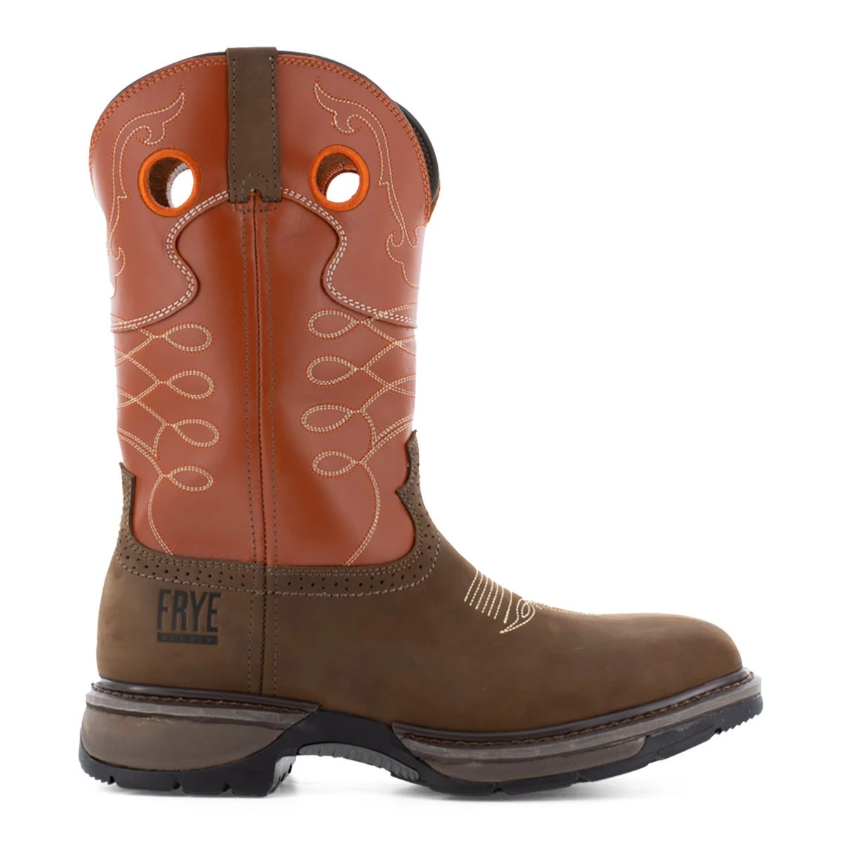 Frye Supply Boots: FR40102 Brown/Orange Steel Toe Safety-Crafted 10" Unlined Western Work Boot - Image 2