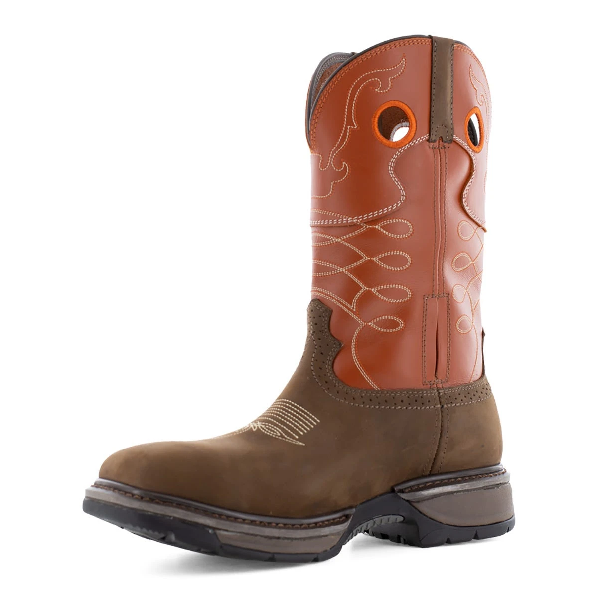 Frye Supply Boots: FR40102 Brown/Orange Steel Toe Safety-Crafted 10" Unlined Western Work Boot - Image 3