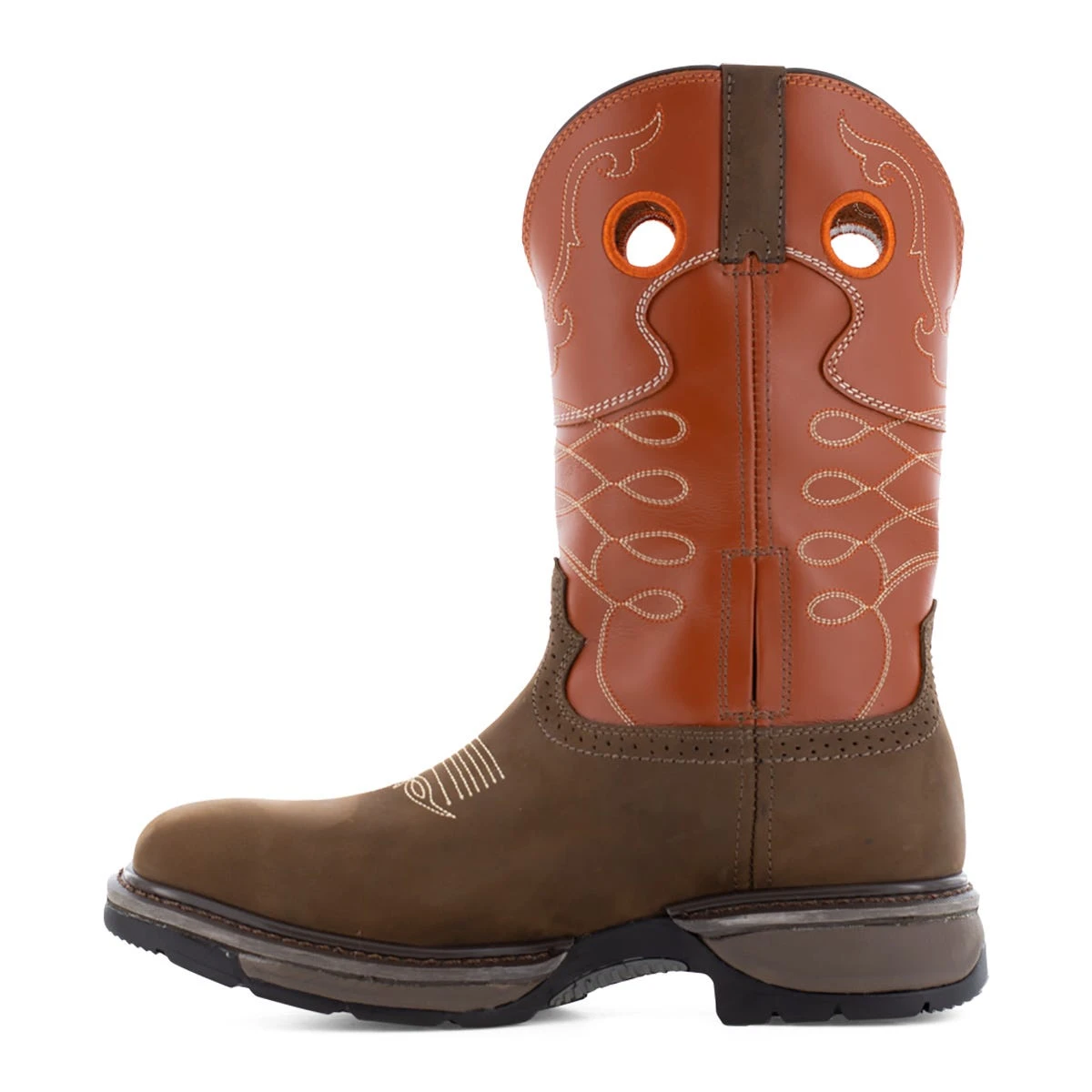 Frye Supply Boots: FR40102 Brown/Orange Steel Toe Safety-Crafted 10" Unlined Western Work Boot - Image 4