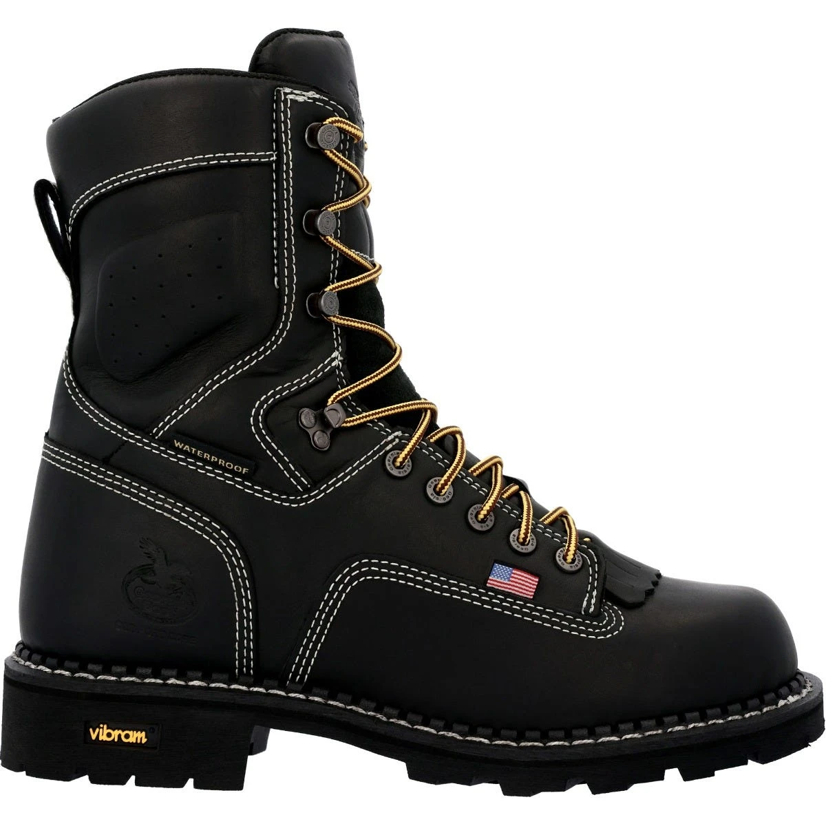 Georgia Boots: Men's GB00603 Black Plain Toe 8" USA Made Logger Waterproof Work Boot - Image 2
