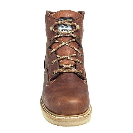 Georgia Boots: Men's G6152 Barracuda Gold Leather Wedge Work Boots - Image 6