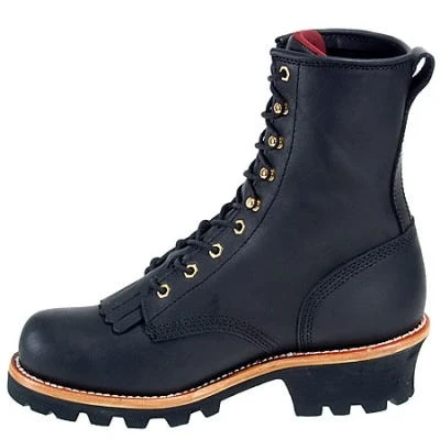 Chippewa Boots: Men's Steel Toe EH 73020 Black Logger Boots - Image 3