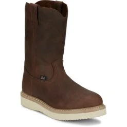 Justin Boots: Men's OW4711 Pecan Brown Steel Toe Ram 10" EH Slip Resistant Pull On Work Boot