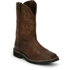 Justin Boots: Men's SE4682 Dark Brown Steel Toe Driller 11" Slip Resistant Western Work Boot