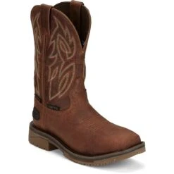 Justin Boots: Men's SE4752 Russett Brown Nano Composite Toe Wolfe 11" Slip Resistant Western Work Boot