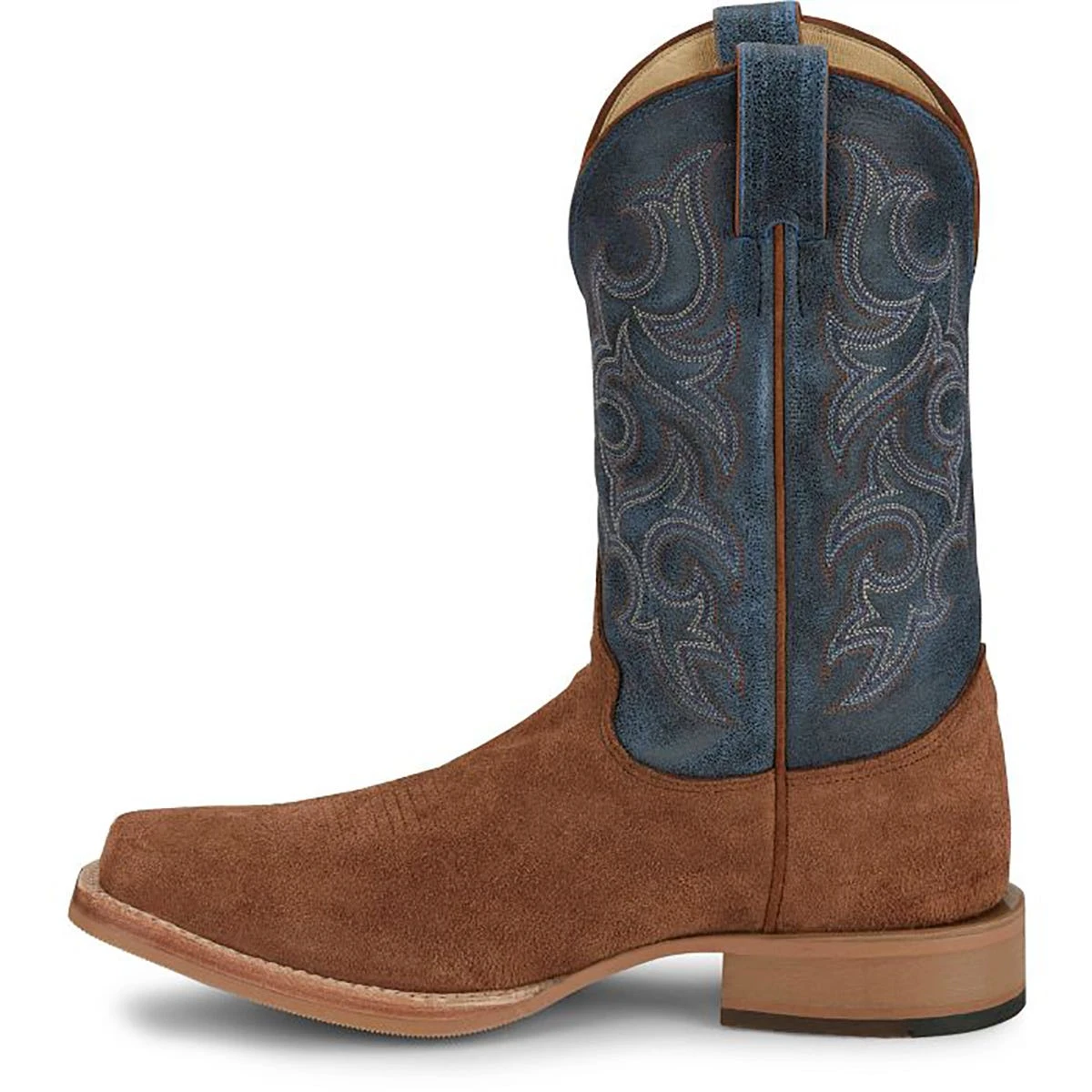 Justin Boots: Men's BR385 Golden Oak Brown Soft Toe Fergus 11" Western Roughout Cowboy Work Boot - Image 3