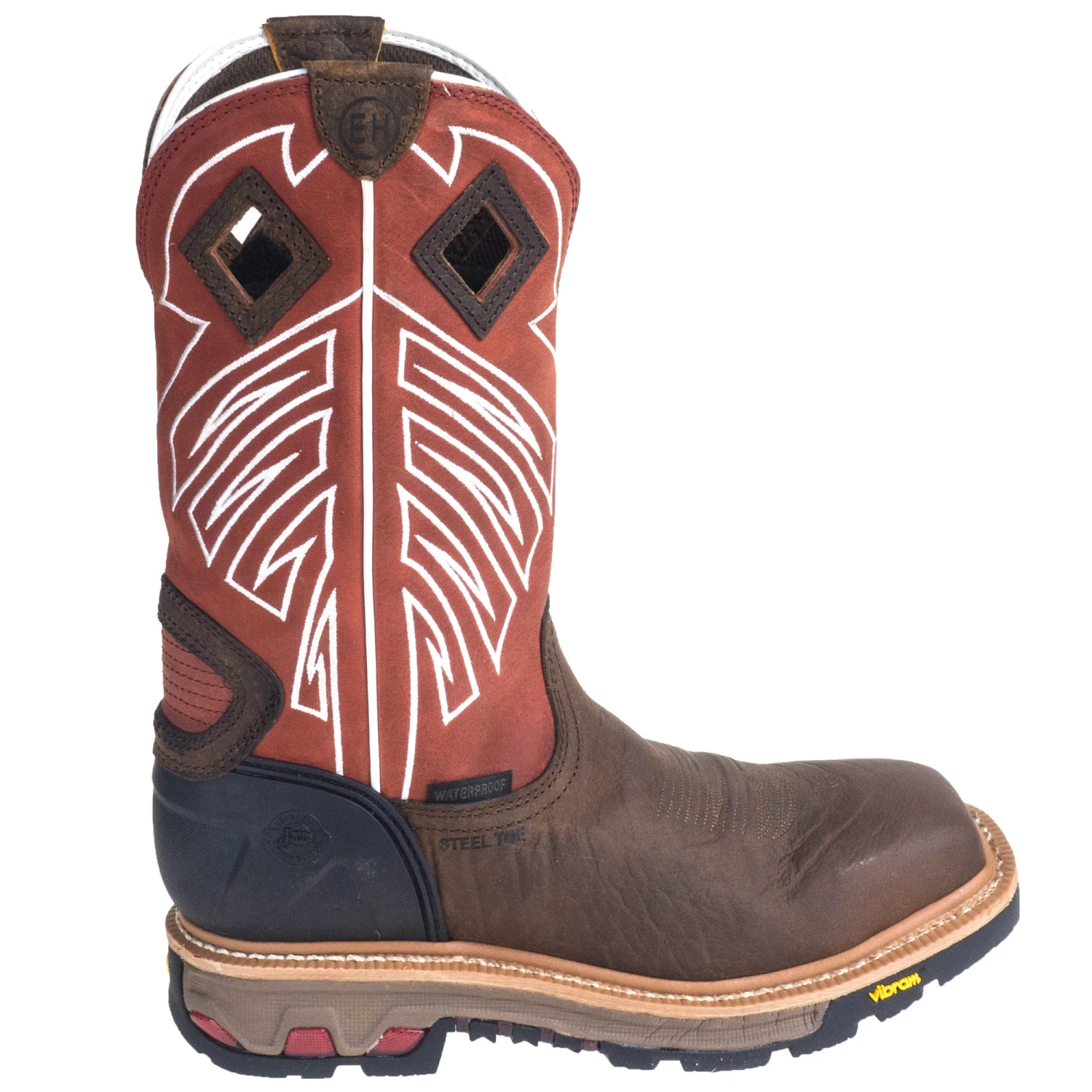 Justin Boots: Men's WK2115 Waterproof Steel Toe EH Dark Chestnut Pull-On Boots - Image 4