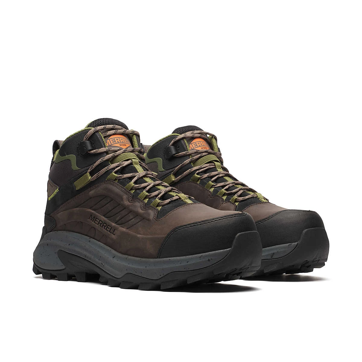 Merrell Shoes: Men's J007897 Dark Taupe Carbon Fiber Toe Moab Speed 2 Waterproof Work Shoe - Image 2