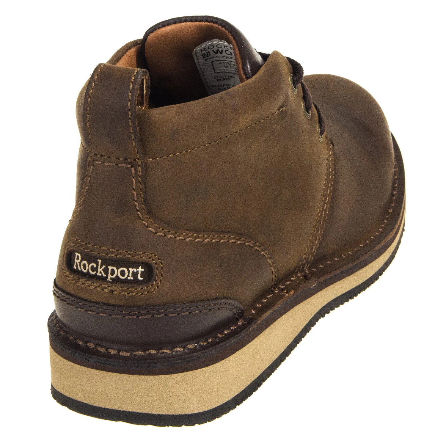Rockport Works Shoes: Men's RK2801 Brown Prestige Point Steel Toe Chukka - Image 7