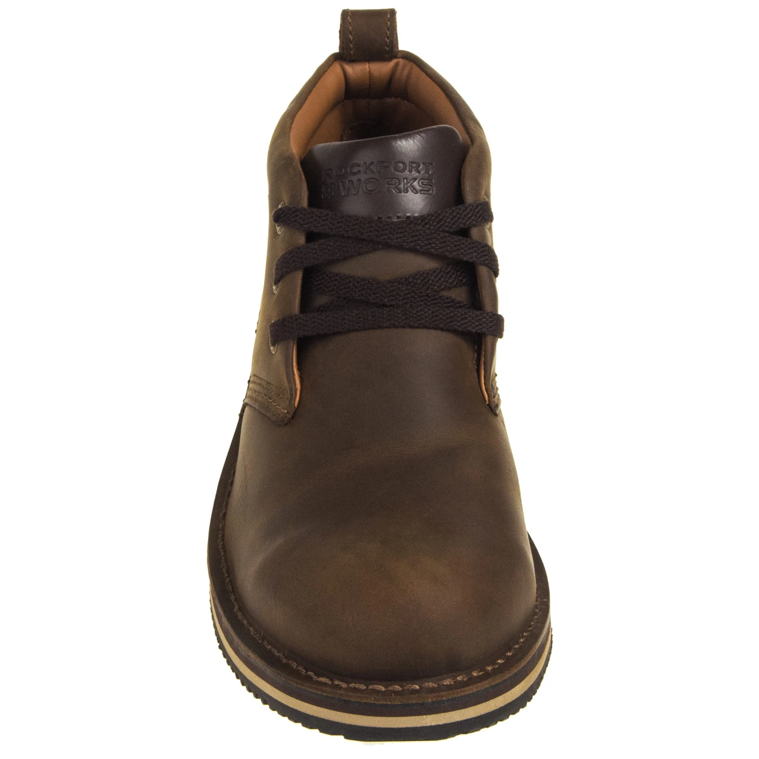 Rockport Works Shoes: Men's RK2801 Brown Prestige Point Steel Toe Chukka - Image 6