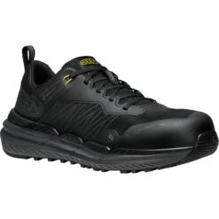 Keen Utility Shoes: Men's 1030300 Black Steel Grey Carbon Fiber Toe Speedworks Slip Resistant EH Work Shoe