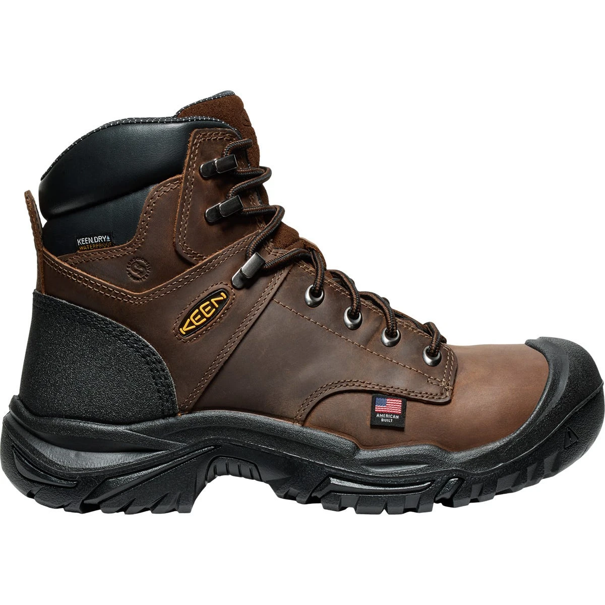 Keen Utility Boots: Men's 1030853 Dark Earth Black Steel Toe Mt Vernon II 6" Waterproof Work Boot - Image 2
