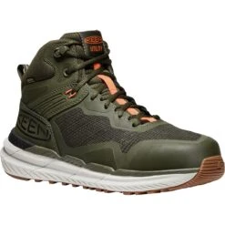 Keen Utility Boots: Men's 1030303 Forest Night Gum Carbon Fiber Toe Synchro Mid Waterproof Work Boot