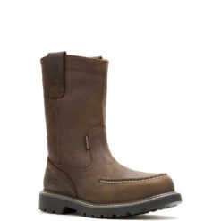 Wolverine Boots: Men's W251054 Dark Coffee Steel Toe Floorhand Moc Toe Pull On Work Wellington Work Boot